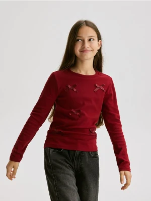 Reserved - Bawełniana bluzka z kokardami - bordowy