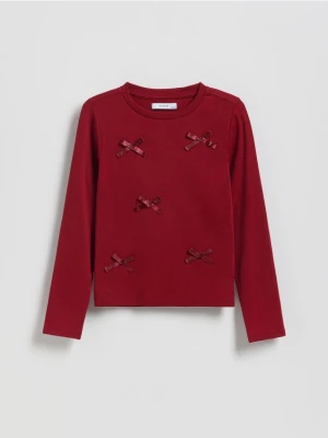 Reserved - Bawełniana bluzka z kokardami - bordowy