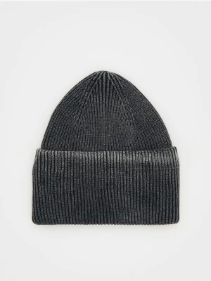 Reserved - Bawełniana czapka beanie - ciemnoszary