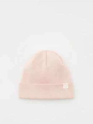 Reserved - Bawełniana czapka w prążek - pastelowy róż