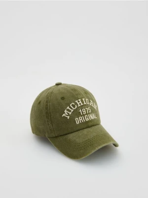 Reserved - Bawełniana czapka z daszkiem - ciemnozielony