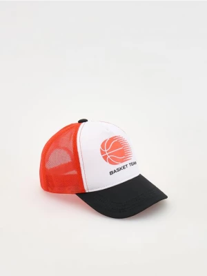Reserved - Bawełniana czapka z daszkiem - koralowy