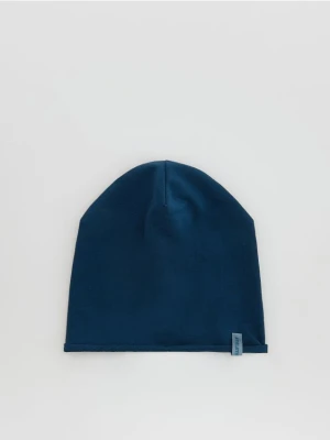 Reserved - Bawełniana czapka z naszywką - niebieski