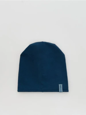Reserved - Bawełniana czapka z naszywką - niebieski
