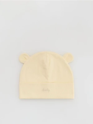 Reserved - Bawełniana czapka z uszkami - kremowy