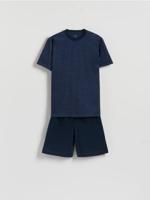 Reserved - Bawełniana dwuczęściowa piżama - niebieski