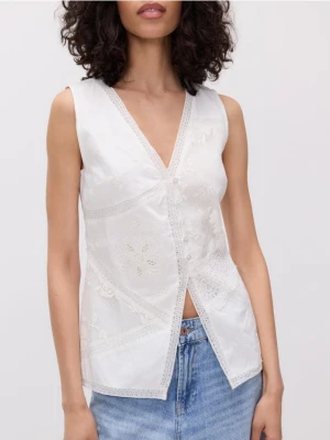 Reserved - Bawełniana kamizelka - biały