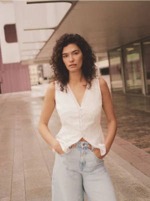 Reserved - Bawełniana kamizelka - biały