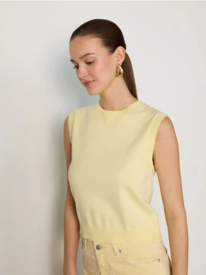 Reserved - Bawełniana kamizelka - jasnożółty