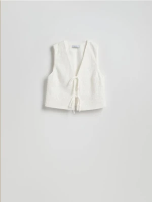 Reserved - Bawełniana kamizelka z wiązaniami - biały