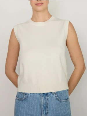 Reserved - Bawełniana kamizelka - złamana biel