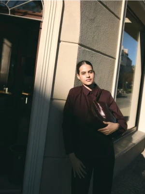 Reserved - Bawełniana koszula - bordowy