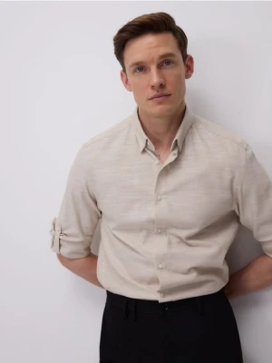 Reserved - Bawełniana koszula regular fit - beżowy