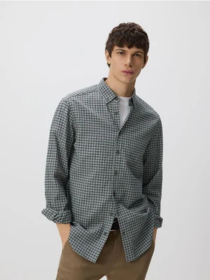 Reserved - Bawełniana koszula regular fit - ciemnozielony