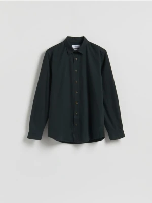 Reserved - Bawełniana koszula regular fit - ciemnozielony