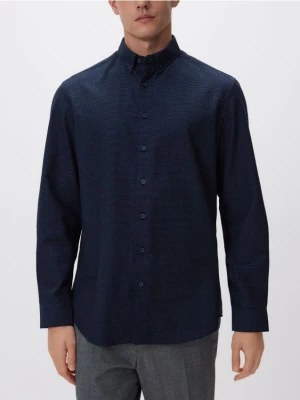 Reserved - Bawełniana koszula regular fit - granatowy