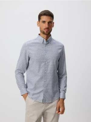 Reserved - Bawełniana koszula regular fit - granatowy