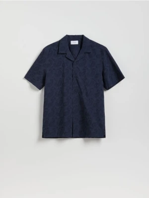 Reserved - Bawełniana koszula regular fit - granatowy