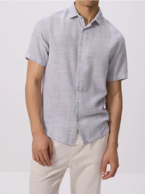 Reserved - Bawełniana koszula regular fit - granatowy