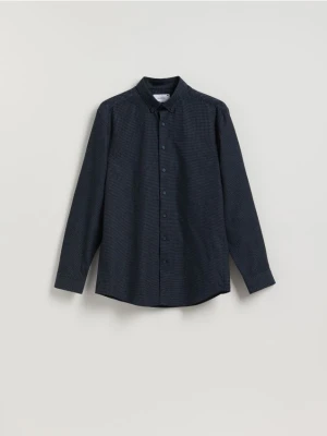 Reserved - Bawełniana koszula regular fit - granatowy