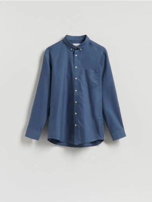Reserved - Bawełniana koszula regular fit - granatowy