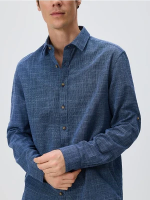 Reserved - Bawełniana koszula regular fit - granatowy