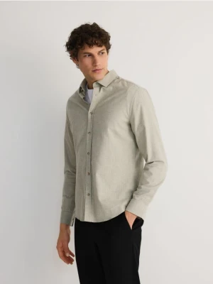 Reserved - Bawełniana koszula regular fit - jasnozielony
