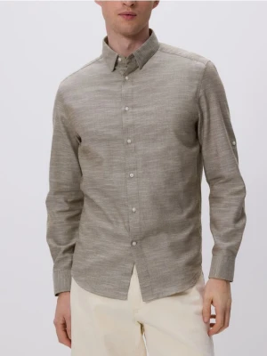 Reserved - Bawełniana koszula regular fit - oliwkowy