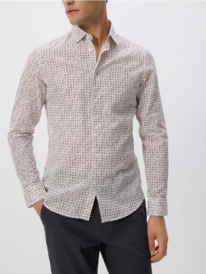 Reserved - Bawełniana koszula slim fit - beżowy
