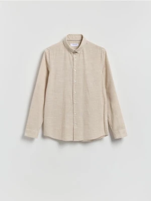 Reserved - Bawełniana koszula slim fit - beżowy