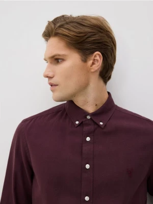 Reserved - Bawełniana koszula slim fit - bordowy