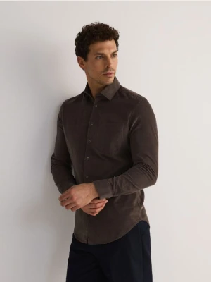 Reserved - Bawełniana koszula slim fit - brązowy