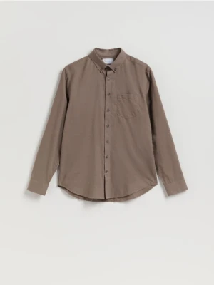 Reserved - Bawełniana koszula slim fit - brązowy