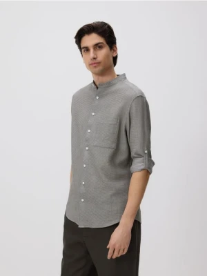 Reserved - Bawełniana koszula slim fit - ciemnoszary