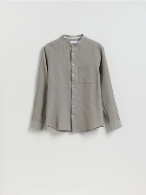 Reserved - Bawełniana koszula slim fit - ciemnoszary