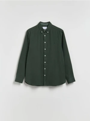 Reserved - Bawełniana koszula slim fit - ciemnozielony
