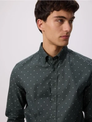 Reserved - Bawełniana koszula slim fit - ciemnozielony