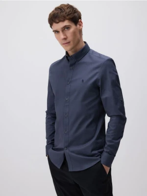 Reserved - Bawełniana koszula slim fit - granatowy