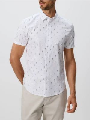 Reserved - Bawełniana koszula slim fit - granatowy