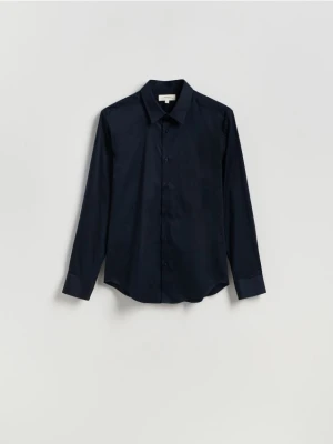 Reserved - Bawełniana koszula slim fit - granatowy