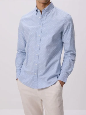 Reserved - Bawełniana koszula slim fit - jasnoniebieski
