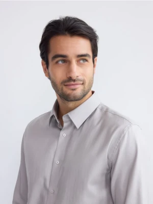 Reserved - Bawełniana koszula slim fit - jasnoszary