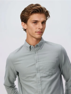 Reserved - Bawełniana koszula slim fit - jasnozielony