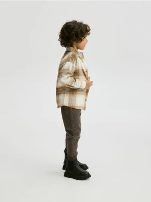 Reserved - Bawełniana koszula w kratę - beżowy