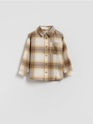 Reserved - Bawełniana koszula w kratę - beżowy