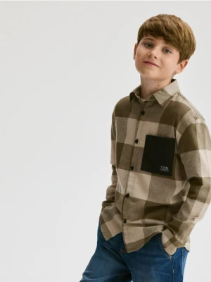 Reserved - Bawełniana koszula w kratę - beżowy