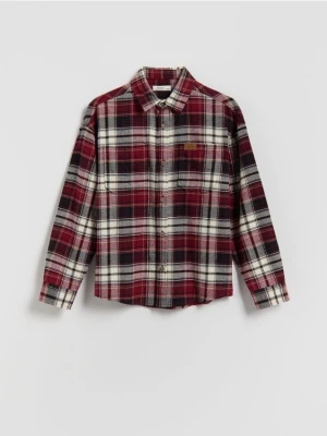 Reserved - Bawełniana koszula w kratę - bordowy