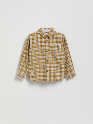 Reserved - Bawełniana koszula w kratę - bursztynowy