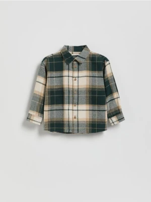 Reserved - Bawełniana koszula w kratę - ciemnozielony