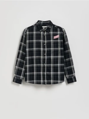 Reserved - Bawełniana koszula w kratę - czarny